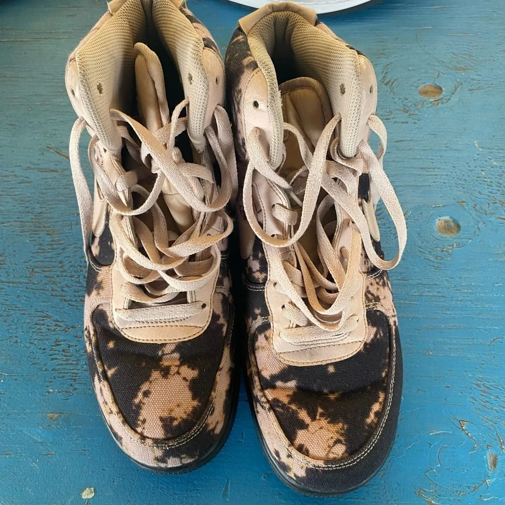 Nike Black and Pink Tie-Dye High Tops Air Force 1